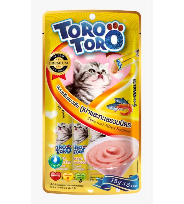 Toro Lickable Cat Treat Tuna & Seafood With Lysine (5..